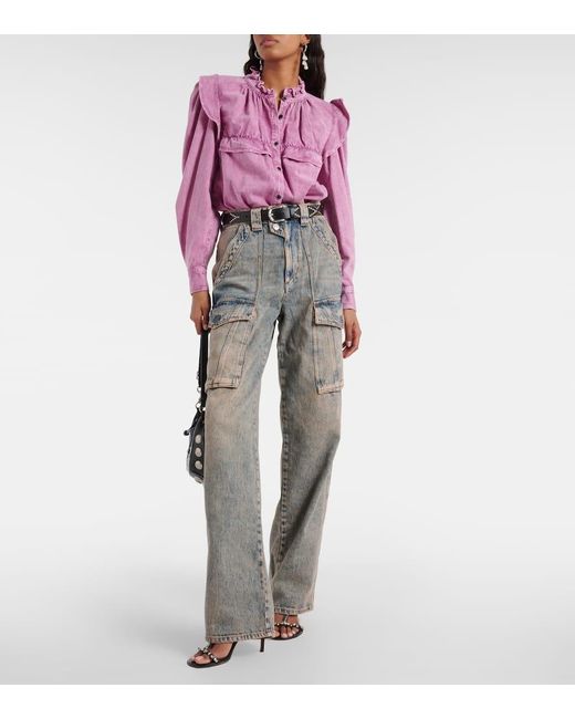 Isabel Marant Blue Heilani High-rise Cargo Jeans