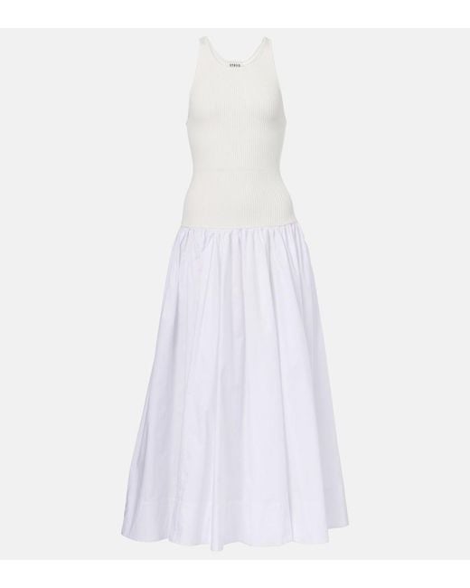 Staud White Yamila Gathered Maxi Dress