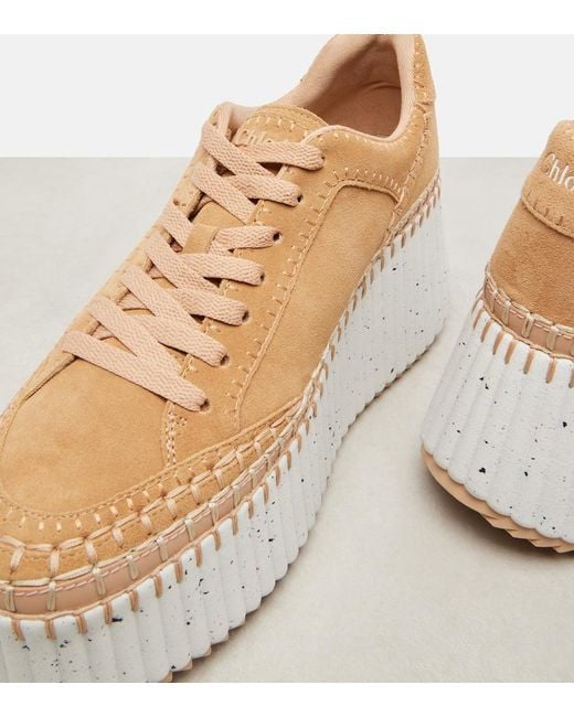 Chloé Natural Nama Suede Platform Sneakers