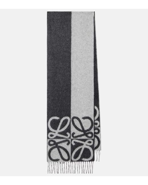 Loewe Gray Anagram Wool And Cashmere Scarf