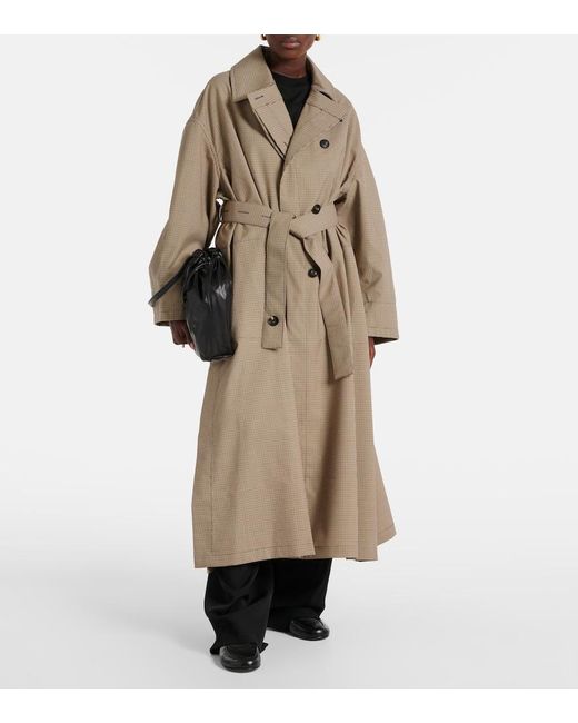 Co. Natural Checked Wool-Blend Trench At