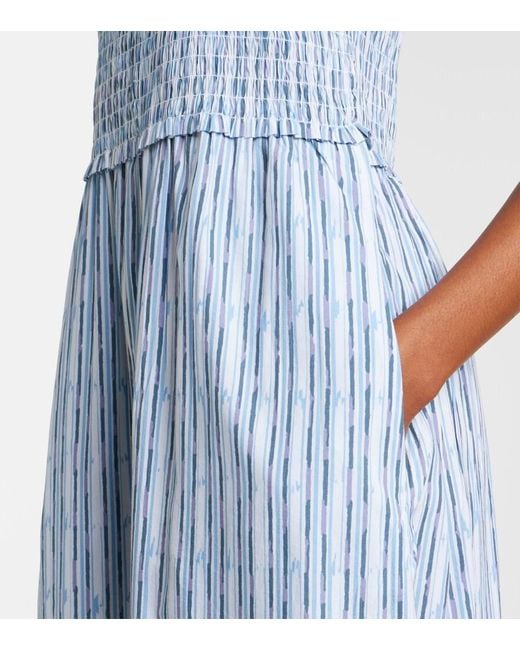 Velvet Blue Senara Striped Cotton-Blend Maxi Dress