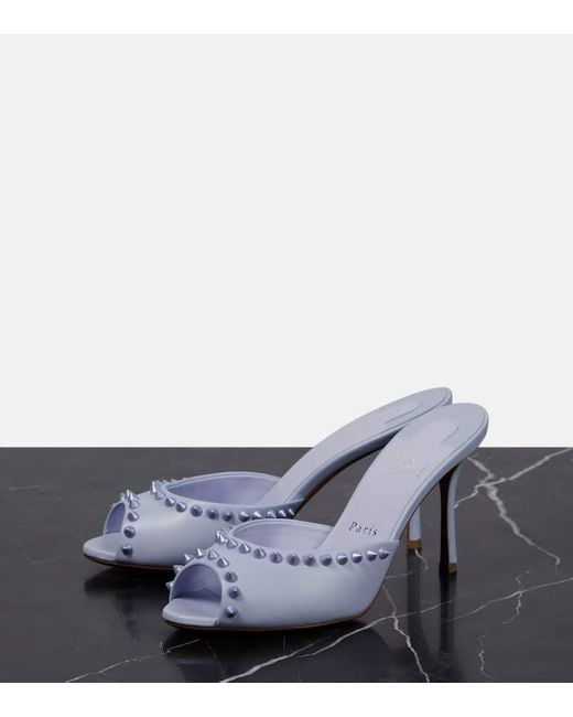 Christian Louboutin Blue Me Dolly Spike 85 Leather Mules
