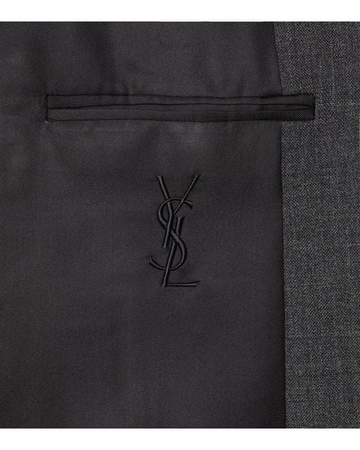Saint Laurent Black Double-Breasted Wool Blazer for men