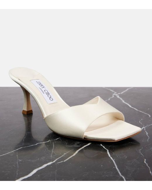 Jimmy Choo White Skye 70 Satin Mules