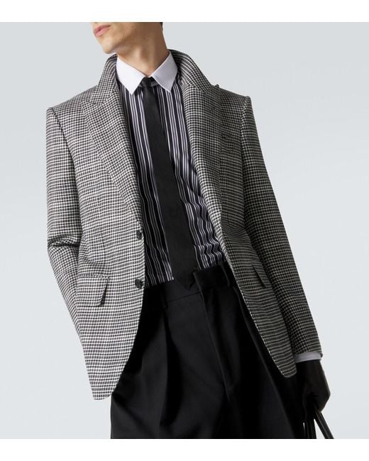 Tom Ford Gray Checked Wool-Blend Suit Jacket for men