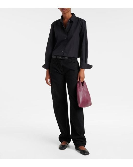 The Row Purple Bindle Small Leather Tote Bag