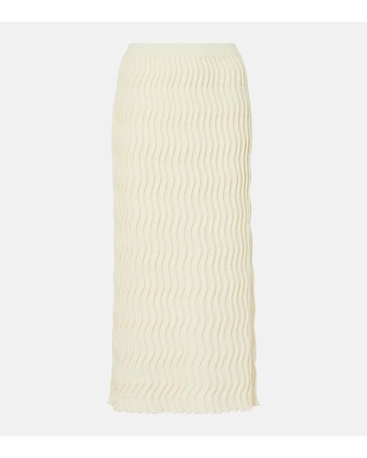 Jupe Midi En Laine Bottega Veneta en coloris Natural