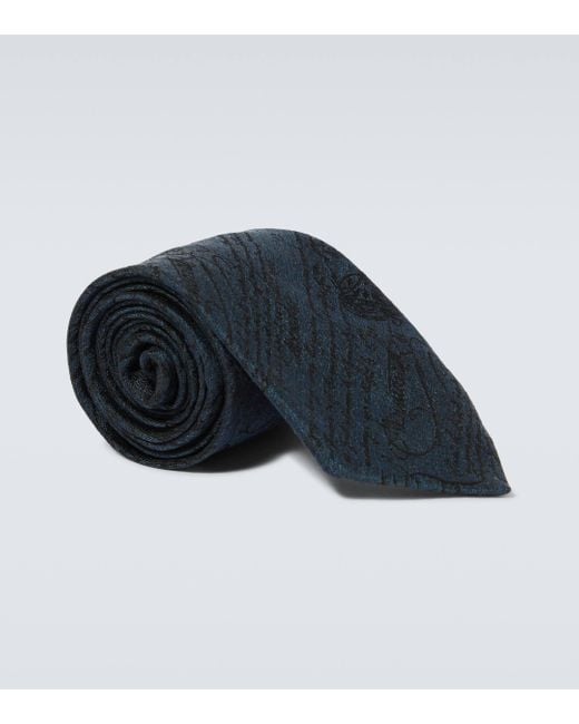 Berluti Blue Jacquard Silk Tie for men