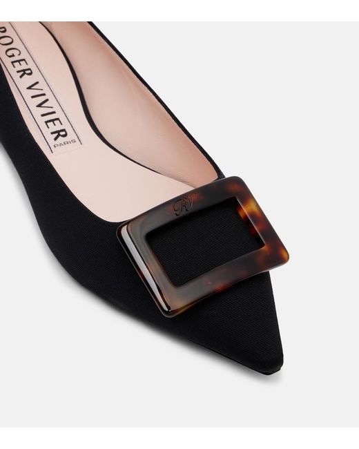 Roger Vivier Black Gommettine Grosgrain Ballet Flats