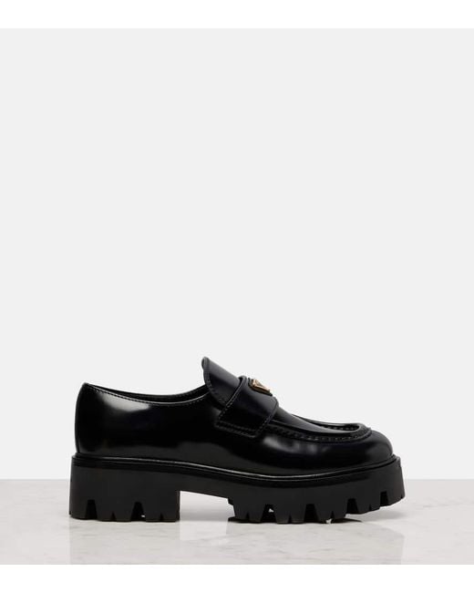 Prada Black Plateau-Loafers Aus Leder