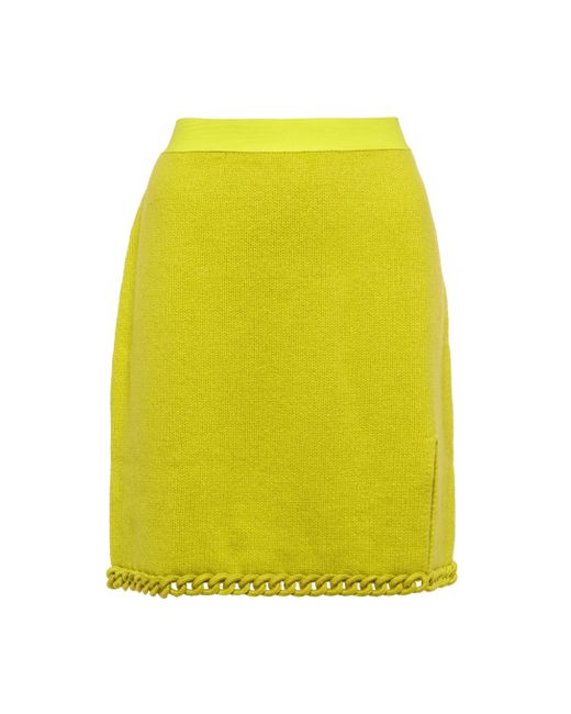 Bottega Veneta Crochet-trimmed Wool Miniskirt in Yellow - Lyst