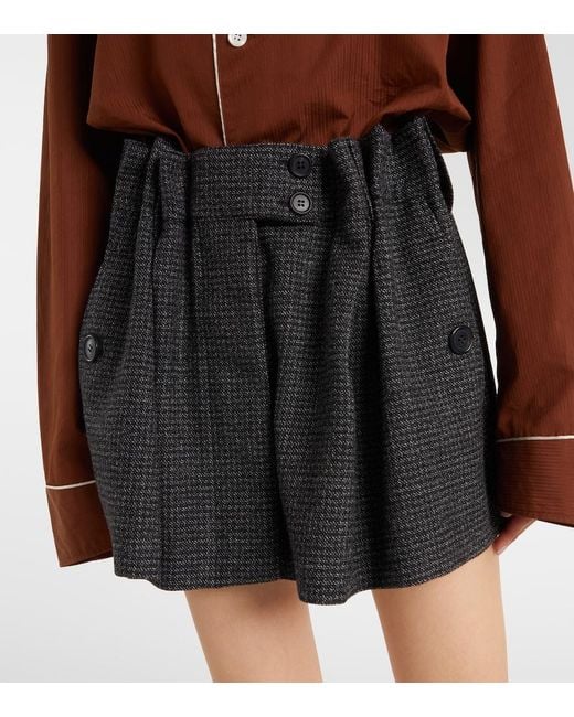 Prada Black Herringbone Virgin Wool Miniskirt