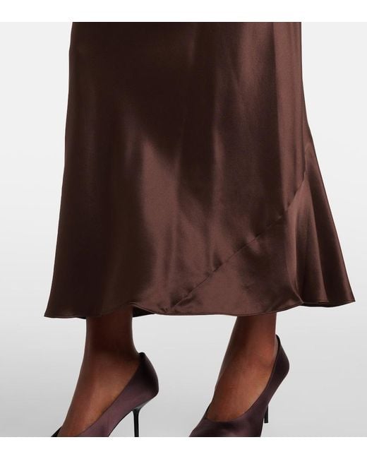 Dorothee Schumacher Brown Sense Of Shine Silk Satin Slip Skirt