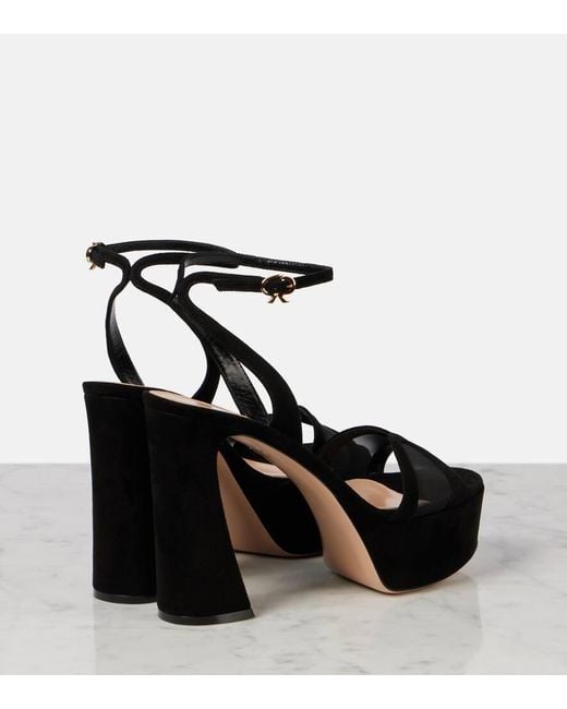 Gianvito Rossi Black Suede And Mesh Platform Sandals