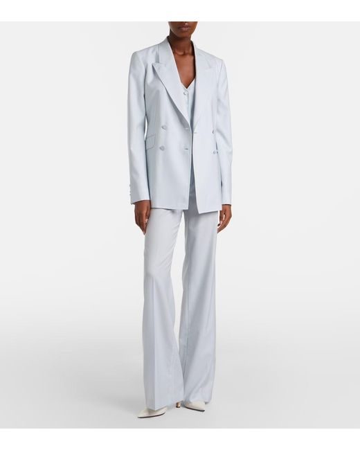 Gabriela Hearst White Vesta Wool And Silk Flared Pants