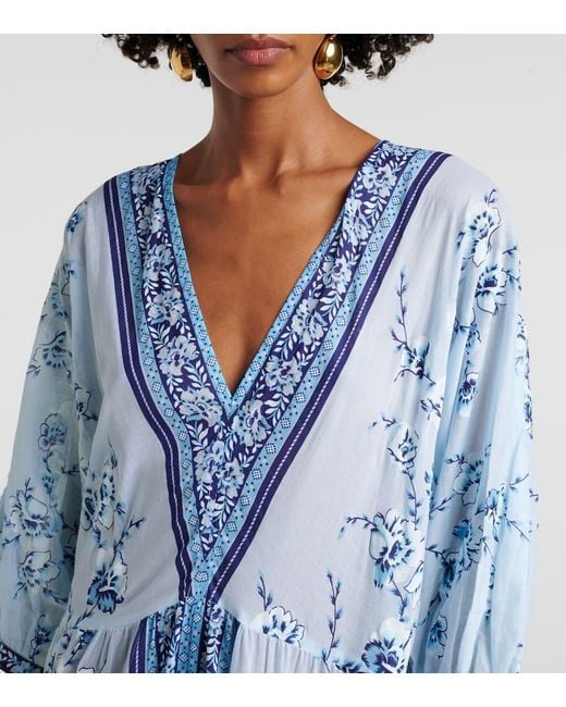 Juliet Dunn Blue Bedruckter Kaftan Aus Baumwolle