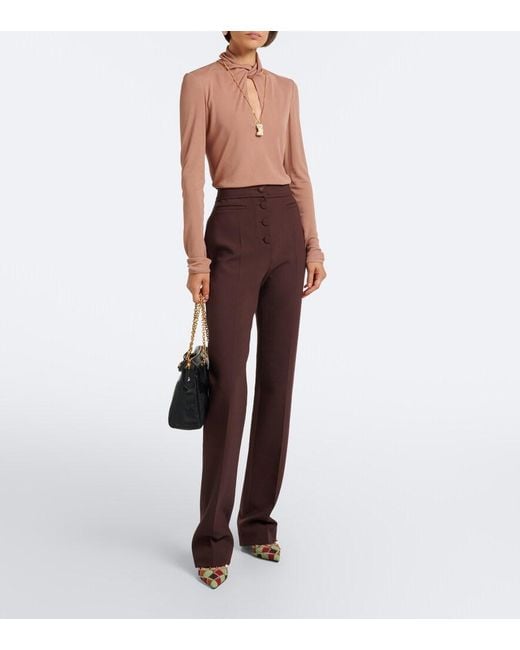 Valentino Blue Cutout Jersey Crepe Top