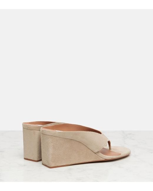 Alaïa Brown Cube 75 Suede Thong Sandals
