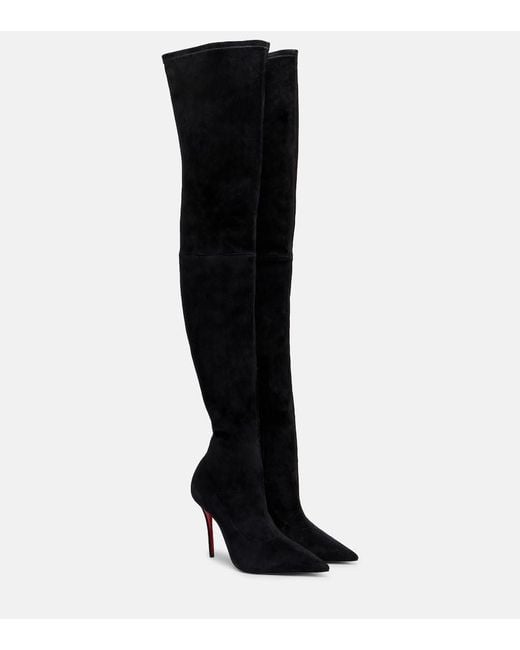 Christian Louboutin Black Miss Z 100 Suede Over-The-Knee Boots