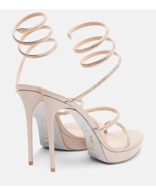 Sandales Cleo En Satin A Ornements Rene Caovilla en coloris Natural