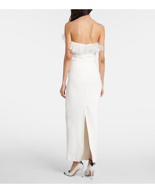 Alessandra Rich White Bustier-Robe Aus Cady Mit Organza