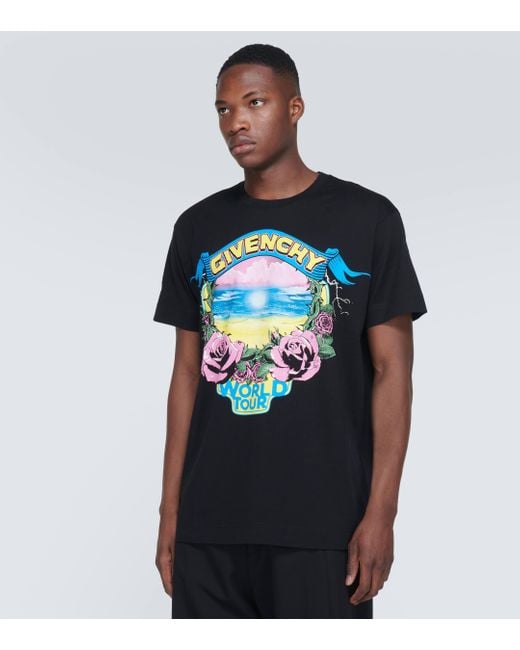 Givenchy Black World Tour Cotton T-Shirt for men