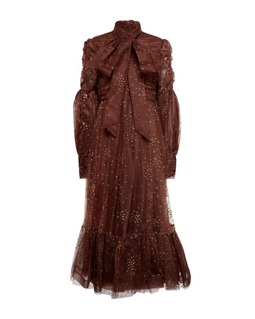 Zimmermann Brown Tempo Glitter Tulle Gown