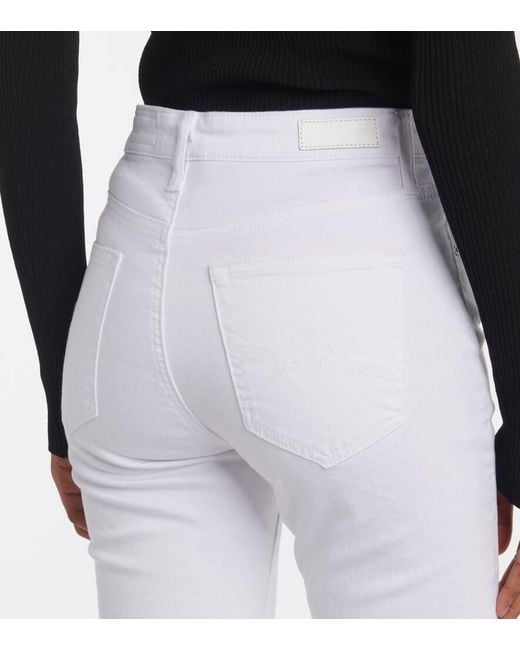 AG Jeans White High-Rise Flared Jeans Mari
