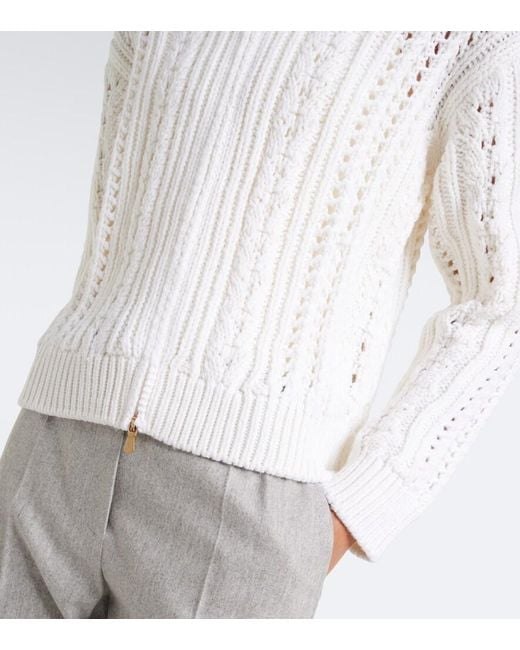 Eleventy White Wool Zip-Up Cardigan
