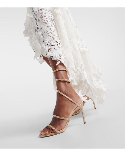 Sandales Cleo 80 En Satin A Ornements Rene Caovilla en coloris Metallic