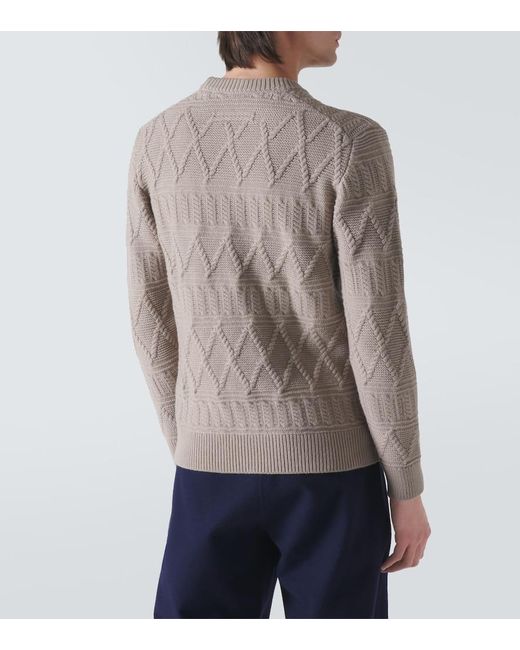 Zegna Gray Aran Wool Sweater for men