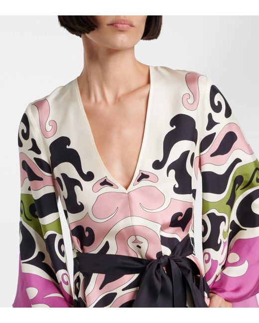 LaDoubleJ Pink Magnifico Printed Silk Twill Minidress