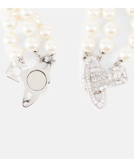 Vivienne Westwood White Graziella Embellished Faux Pearl Bracelet