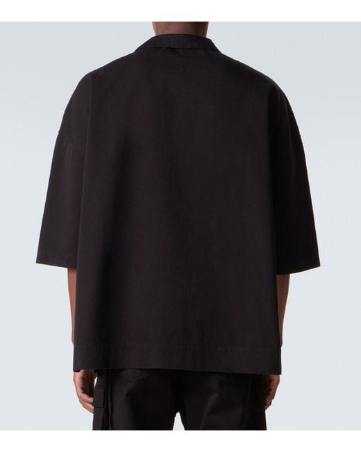 Rick Owens Black Magnum Tommy Oversized Cotton Twill Shirt for men