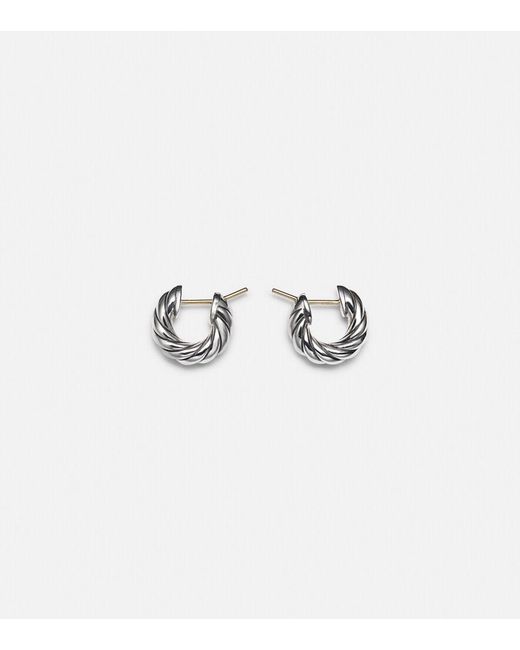 David Yurman White Sculpted Cable Sterling Hoop Earrings