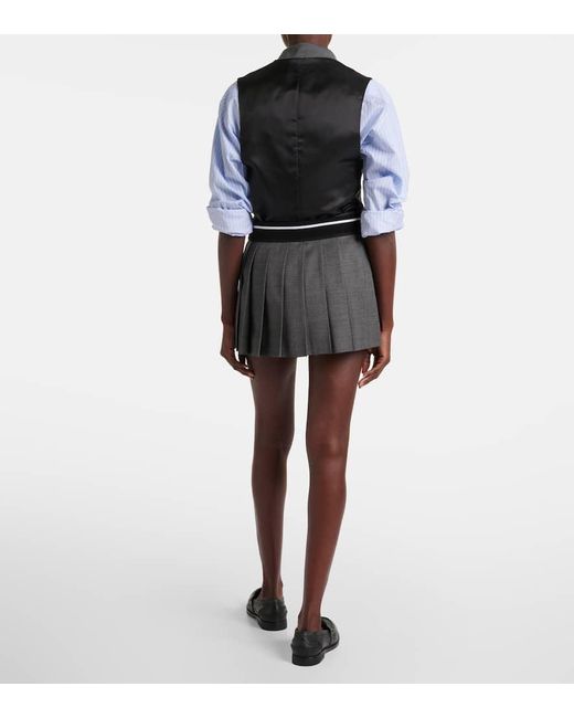 Miu Miu Gray Pleated Virgin Wool Mini Skirt