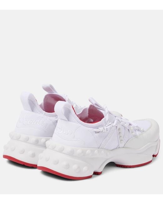 Christian Louboutin White Trailrun Sneakers Aus Mesh, Leder Und Neopren Mit Nieten