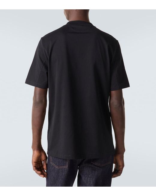 Brunello Cucinelli Black Printed Cotton Jersey T-Shirt for men