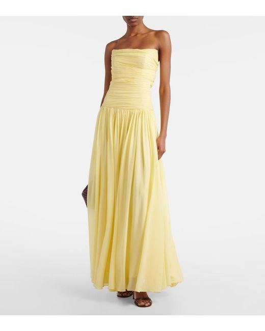 La Fuori Yellow Draped Cape And Gown Set