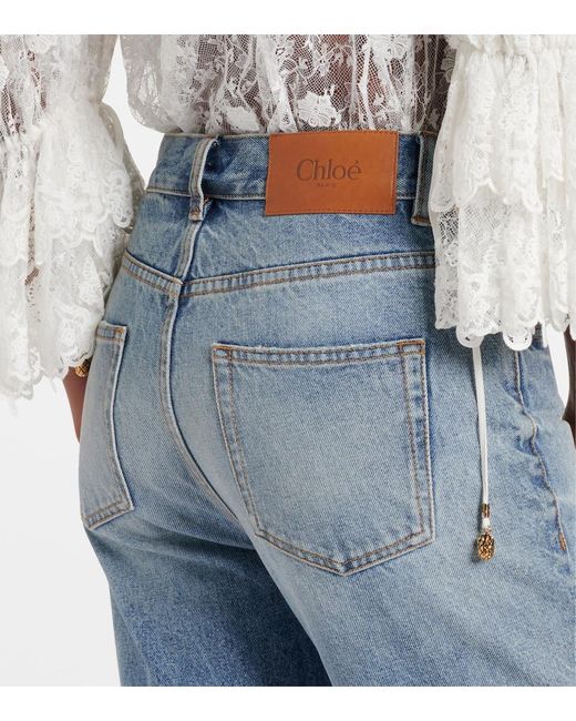 Jeans Flared Con Patchwork Chloé de color Blue