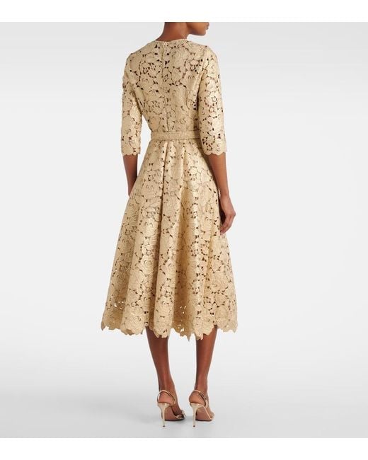 Oscar de la Renta Yellow Guipure Lace Cocktail Dress