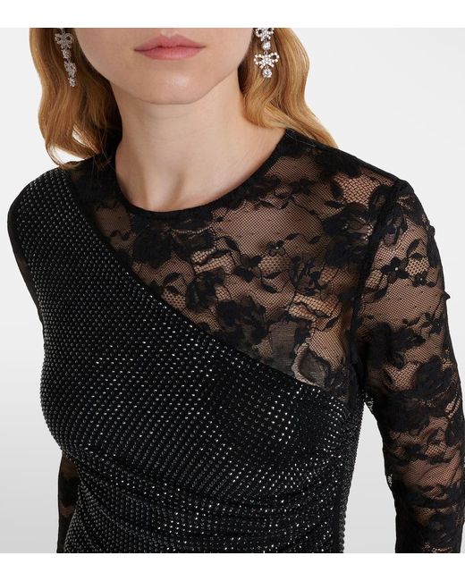 Vestido De Fiesta Con Encaje Self-Portrait de color Black