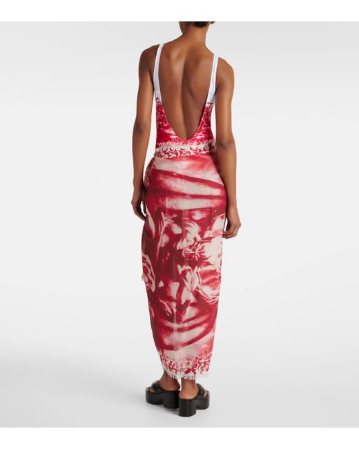 Jean Paul Gaultier Red Printed Beach Cover-up