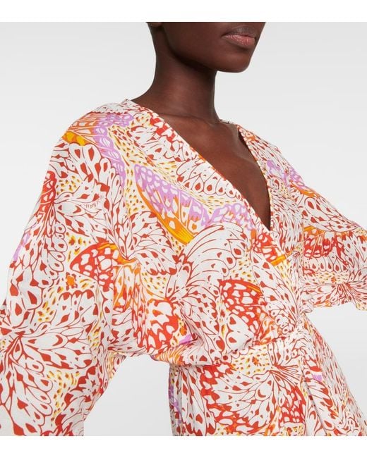 Poupette Red Ilona Printed Maxi Dress