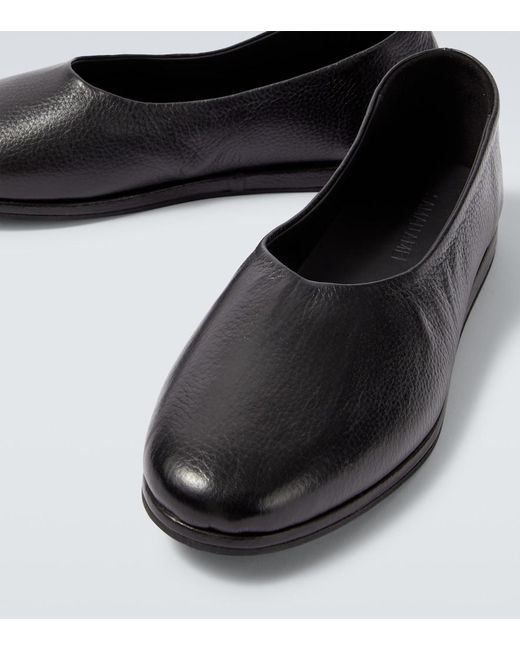 Saman Amel Black City Leather Slip-On Shoes for men