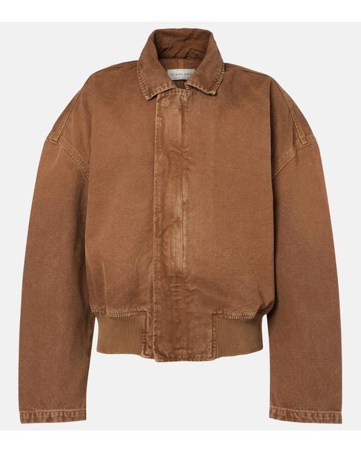 SLVRLAKE Denim Brown Harlem Cotton Canvas Bomber Jacket