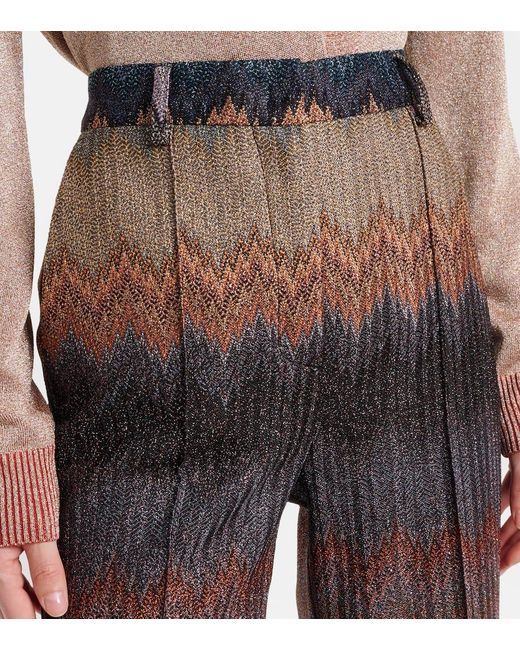 Pantaloni Flared Con Lame A Zig-Zag di Missoni in Gray