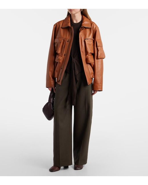 Lemaire Brown Leather Blouson Jacket