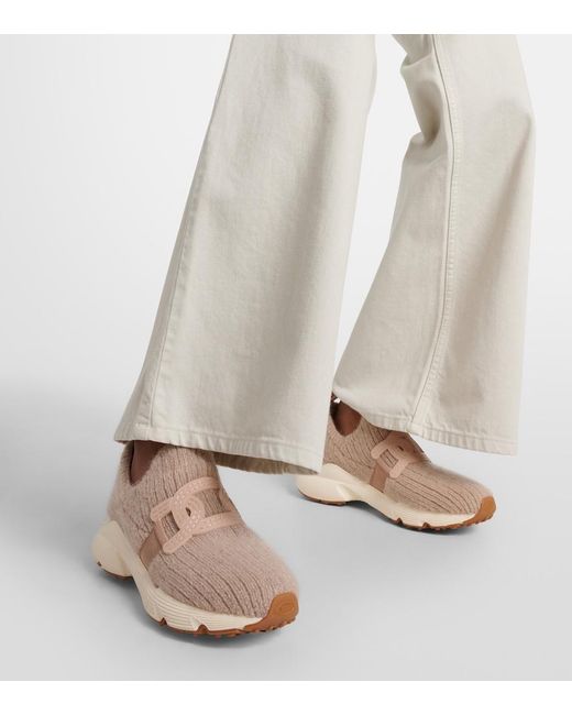 Baskets En Maille Et Cuir Tod's en coloris Natural